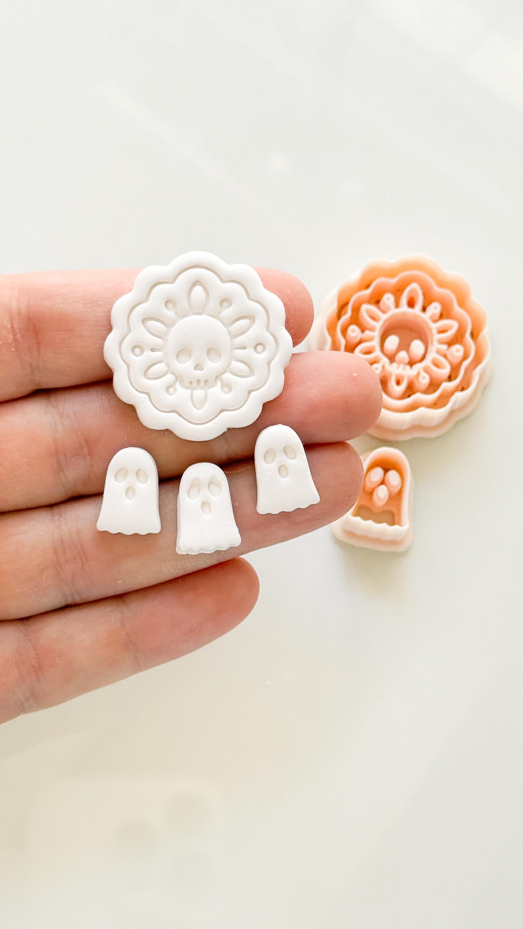 Ghost & Skull Doily Cutter: Lace Halloween Dangle for Polymer Clay