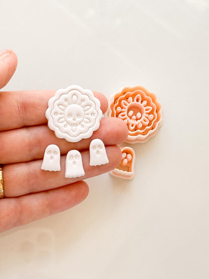 Ghost & Skull Doily Cutter: Lace Halloween Dangle for Polymer Clay