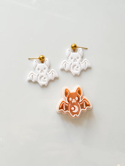 Cute Bat Cutter: Kawaii Moon Halloween Shape for Polymer Clay