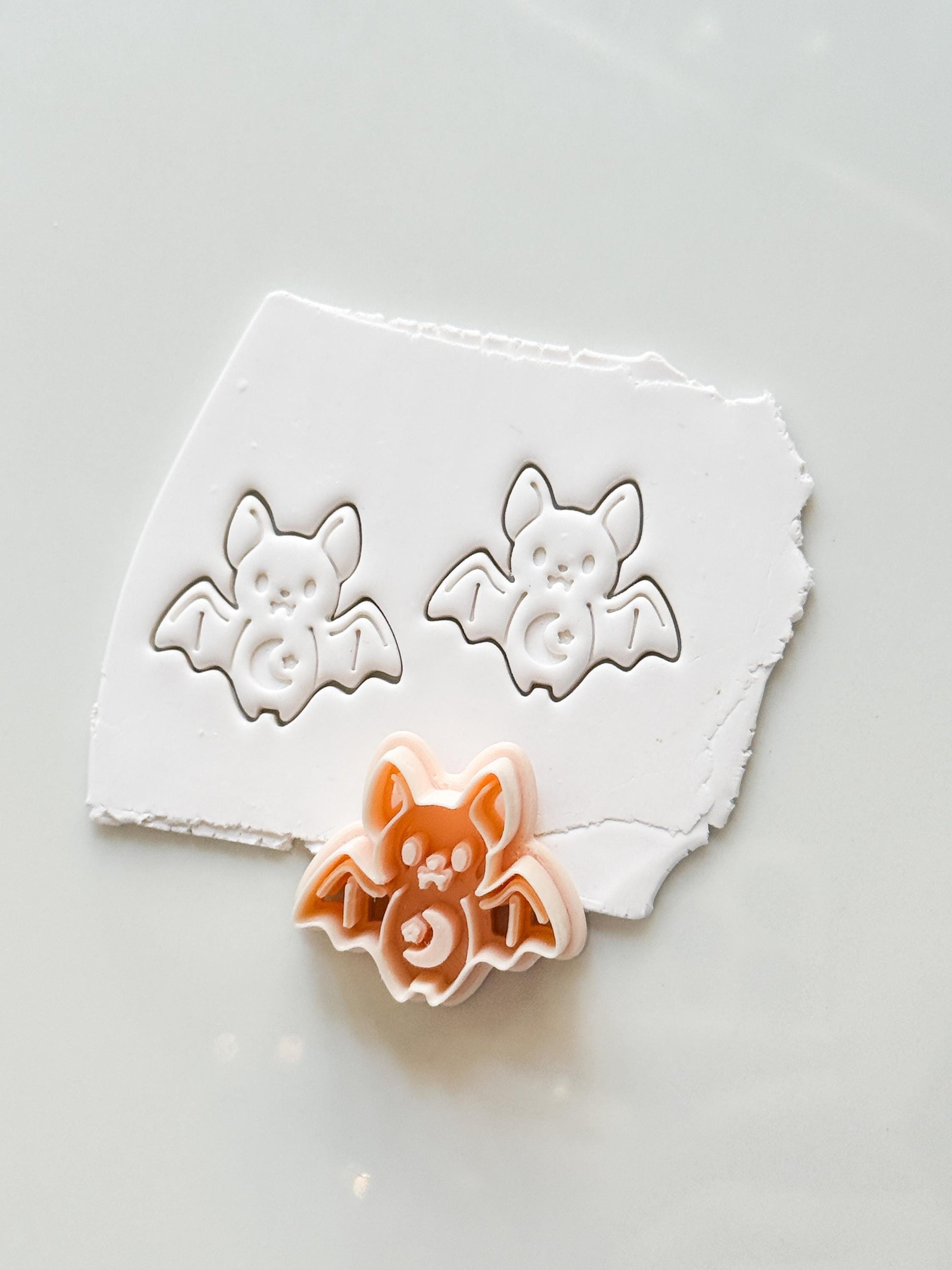 Cute Bat Cutter: Kawaii Moon Halloween Shape for Polymer Clay