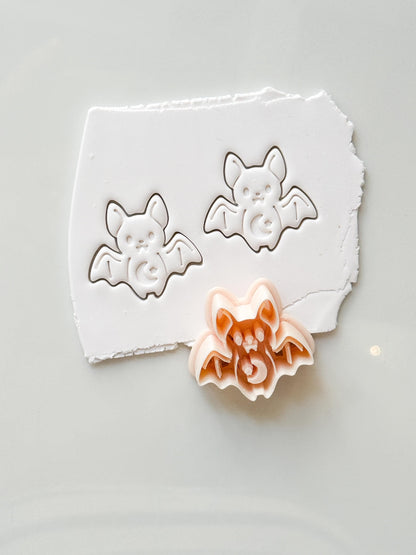 Cute Bat Cutter: Kawaii Moon Halloween Shape for Polymer Clay