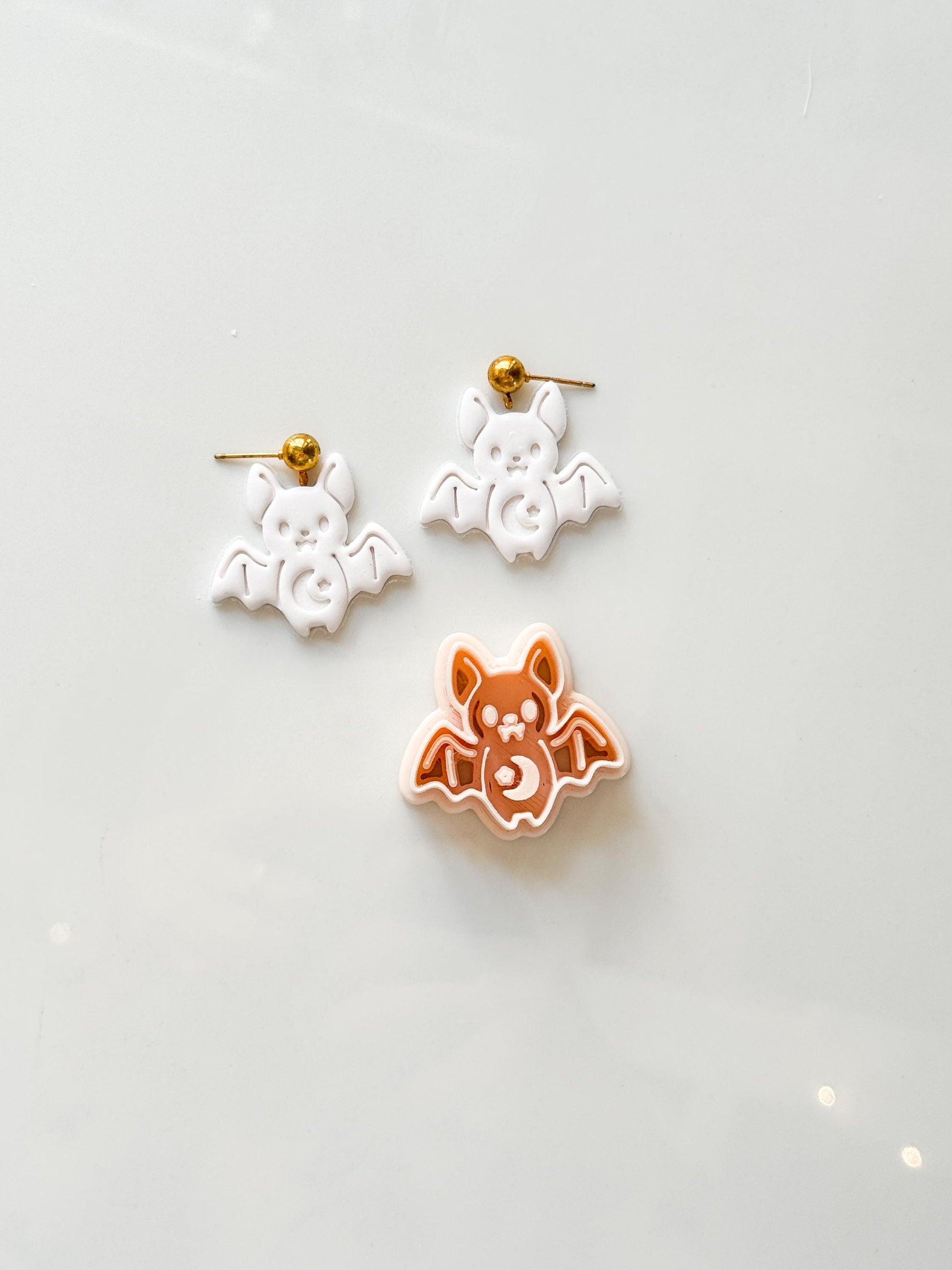 Cute Bat Cutter: Kawaii Moon Halloween Shape for Polymer Clay