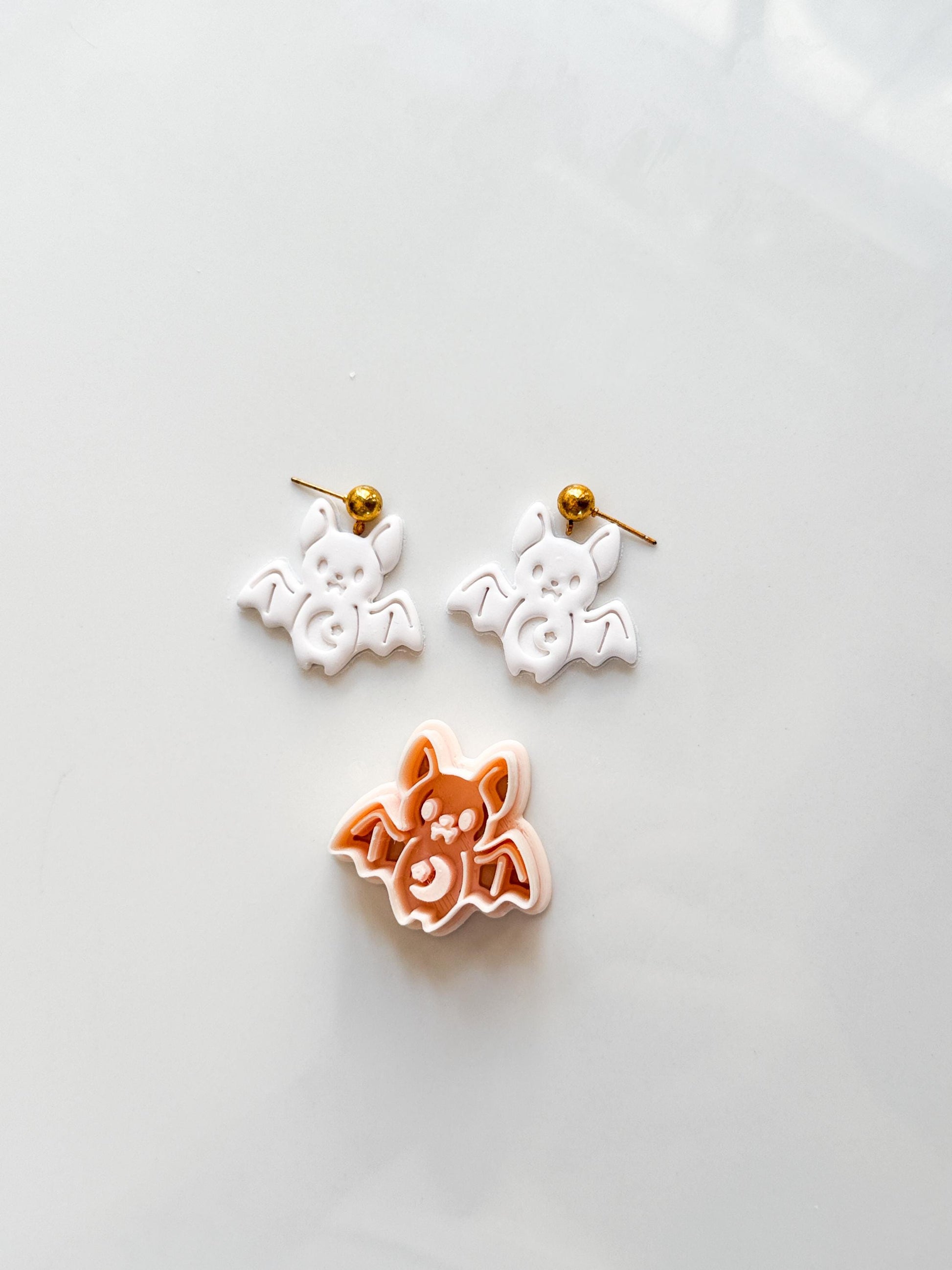 Cute Bat Cutter: Kawaii Moon Halloween Shape for Polymer Clay