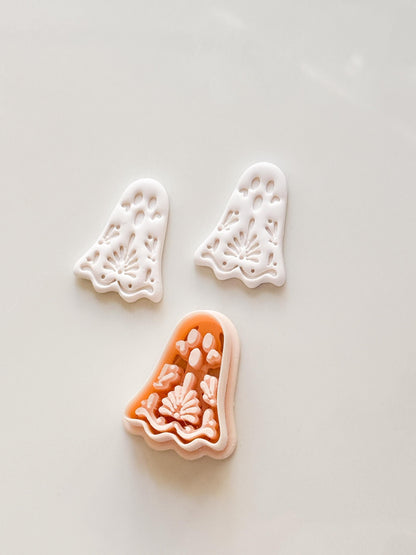 Floral Ghost Cutter: Blooming Halloween Spirit for Polymer Clay