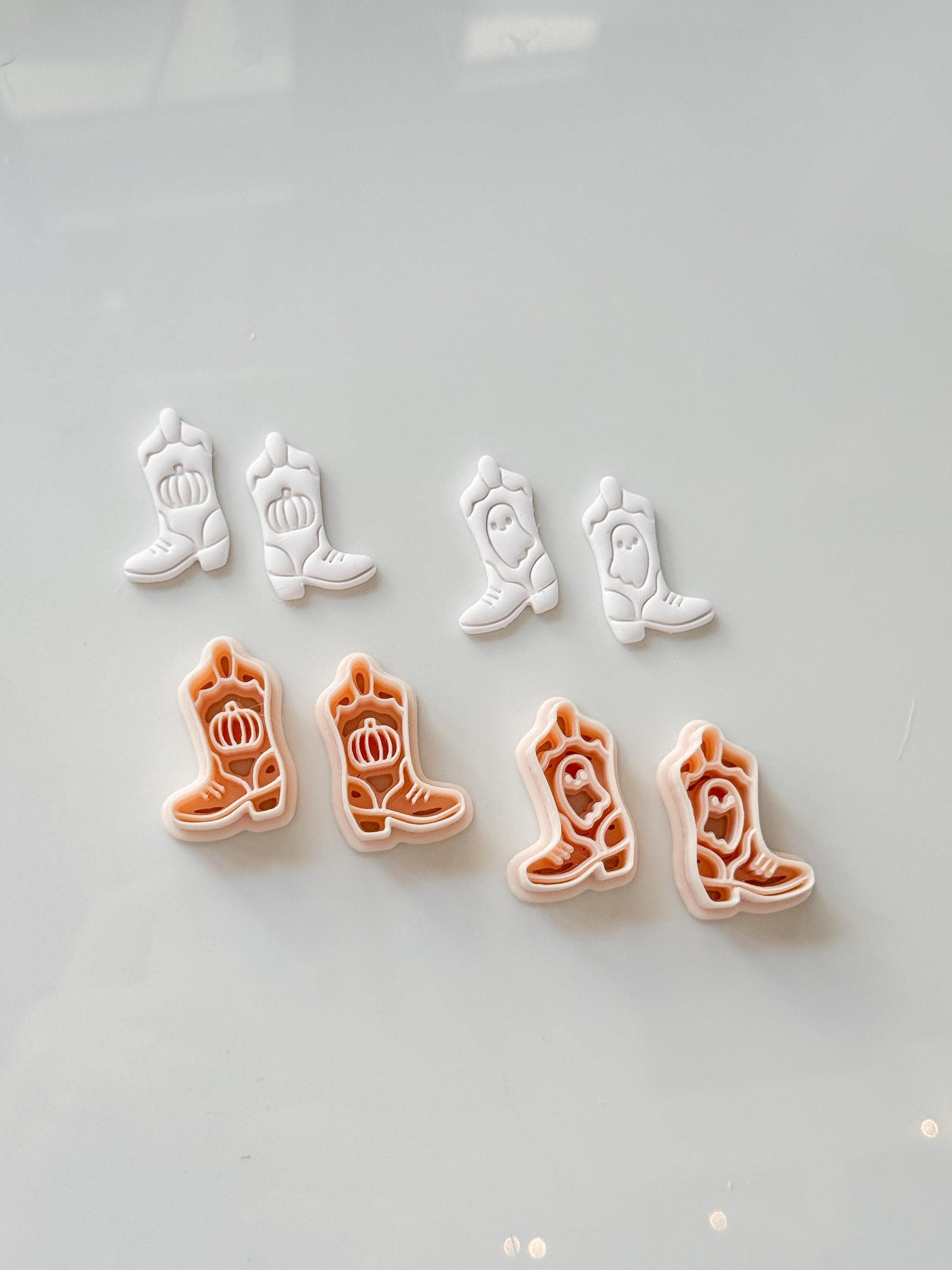 Halloween Cowboy Boots Cutter: Ghost Pumpkin Western Design for Polymer Clay
