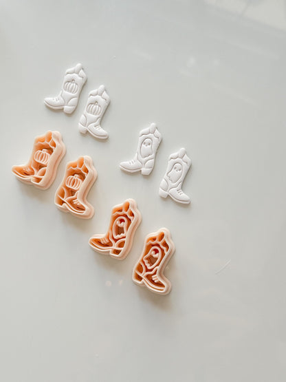 Halloween Cowboy Boots Cutter: Ghost Pumpkin Western Design for Polymer Clay