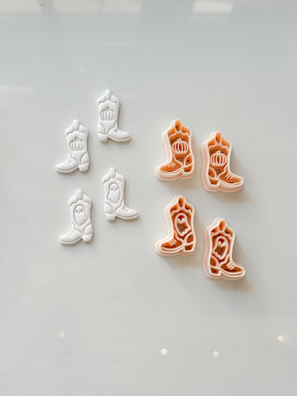Halloween Cowboy Boots Cutter: Ghost Pumpkin Western Design for Polymer Clay