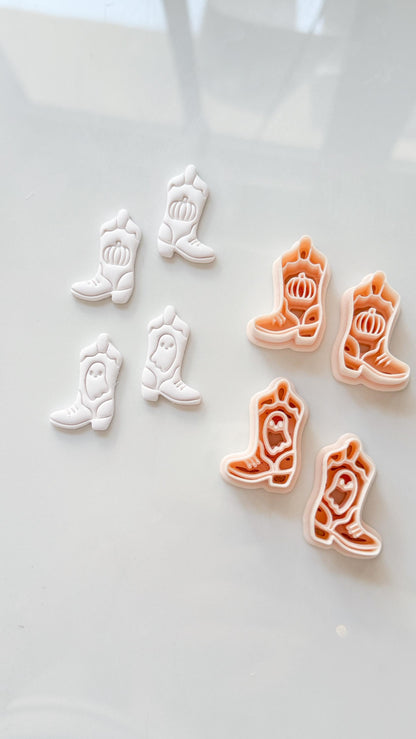 Halloween Cowboy Boots Cutter: Ghost Pumpkin Western Design for Polymer Clay