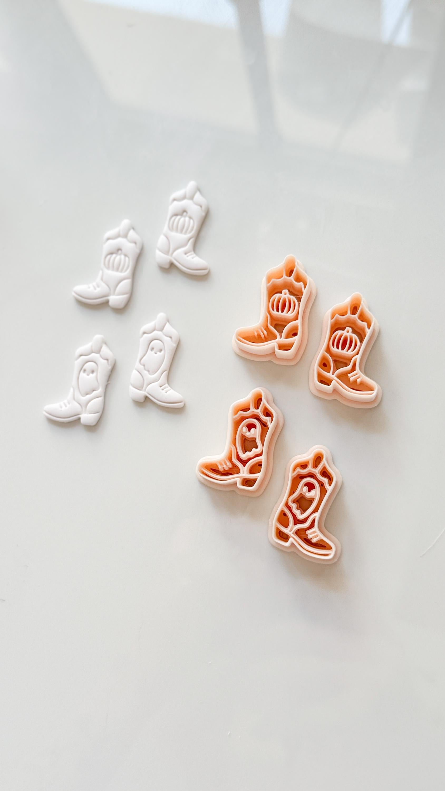 Halloween Cowboy Boots Cutter: Ghost Pumpkin Western Design for Polymer Clay