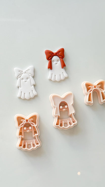 Bow Boo Cutter: Ribbon Ghost Shape for Polymer Clay