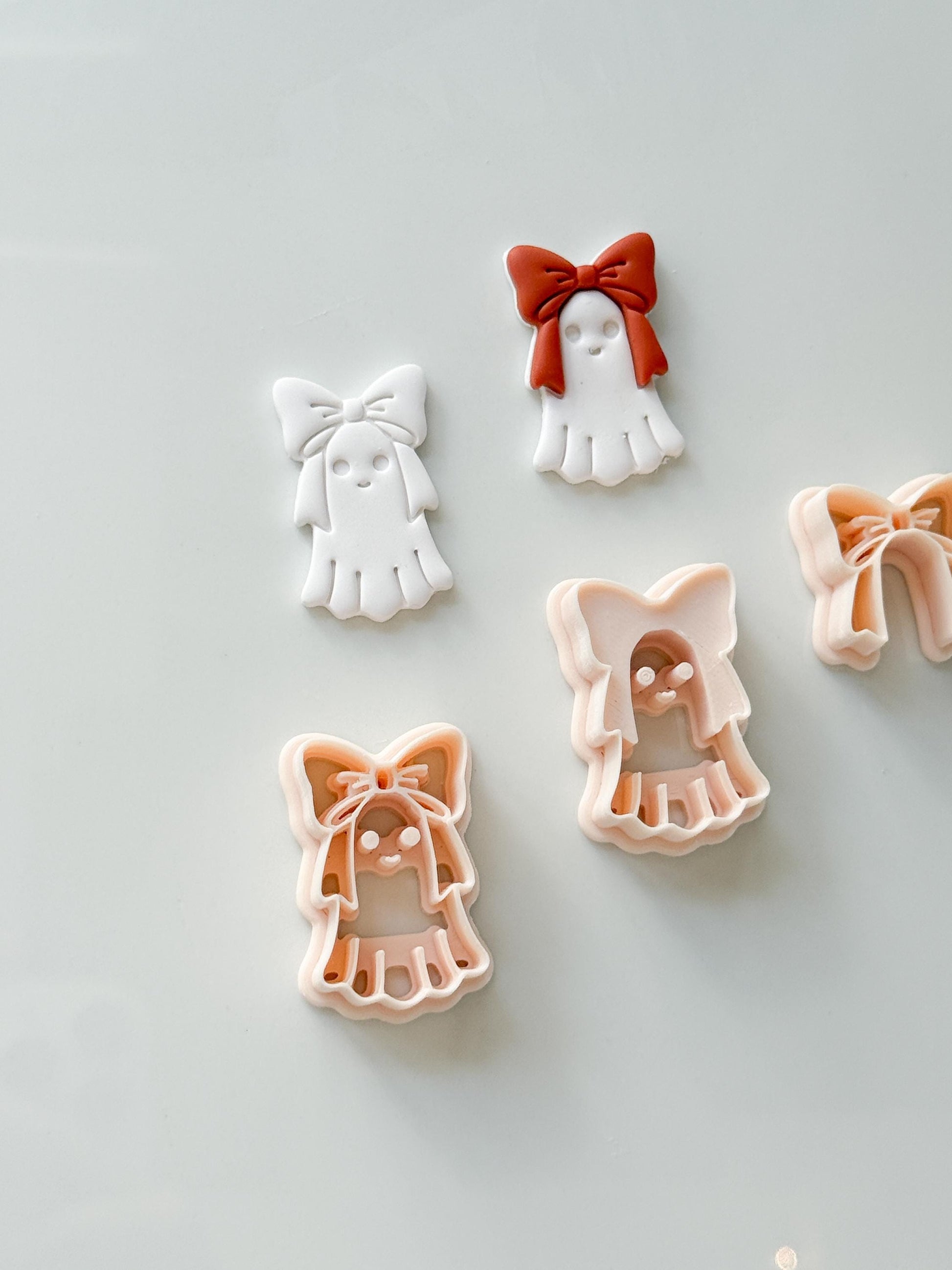 Bow Boo Cutter: Ribbon Ghost Shape for Polymer Clay