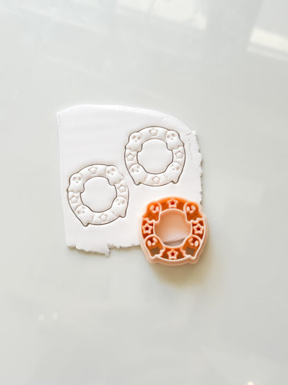 Cute Boo Wreath Cutter: Ghost Star Halloween Circle for Polymer Clay