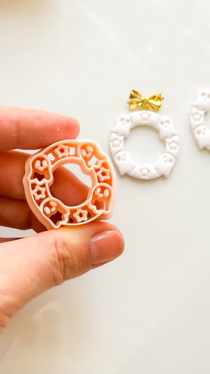 Cute Boo Wreath Cutter: Ghost Star Halloween Circle for Polymer Clay