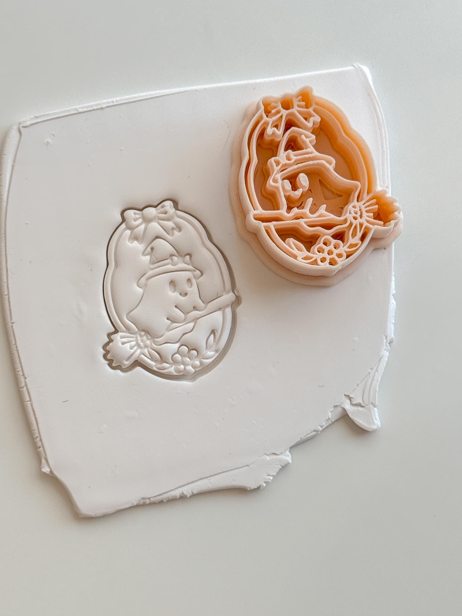Little Witch Boo Cutter: Witch on Broom Halloween Design for Polymer Clay
