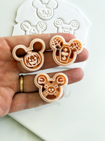 Halloween Mouse Set Cutter: Coffin, Pumpkin and Skull Shapes for Polymer Clay