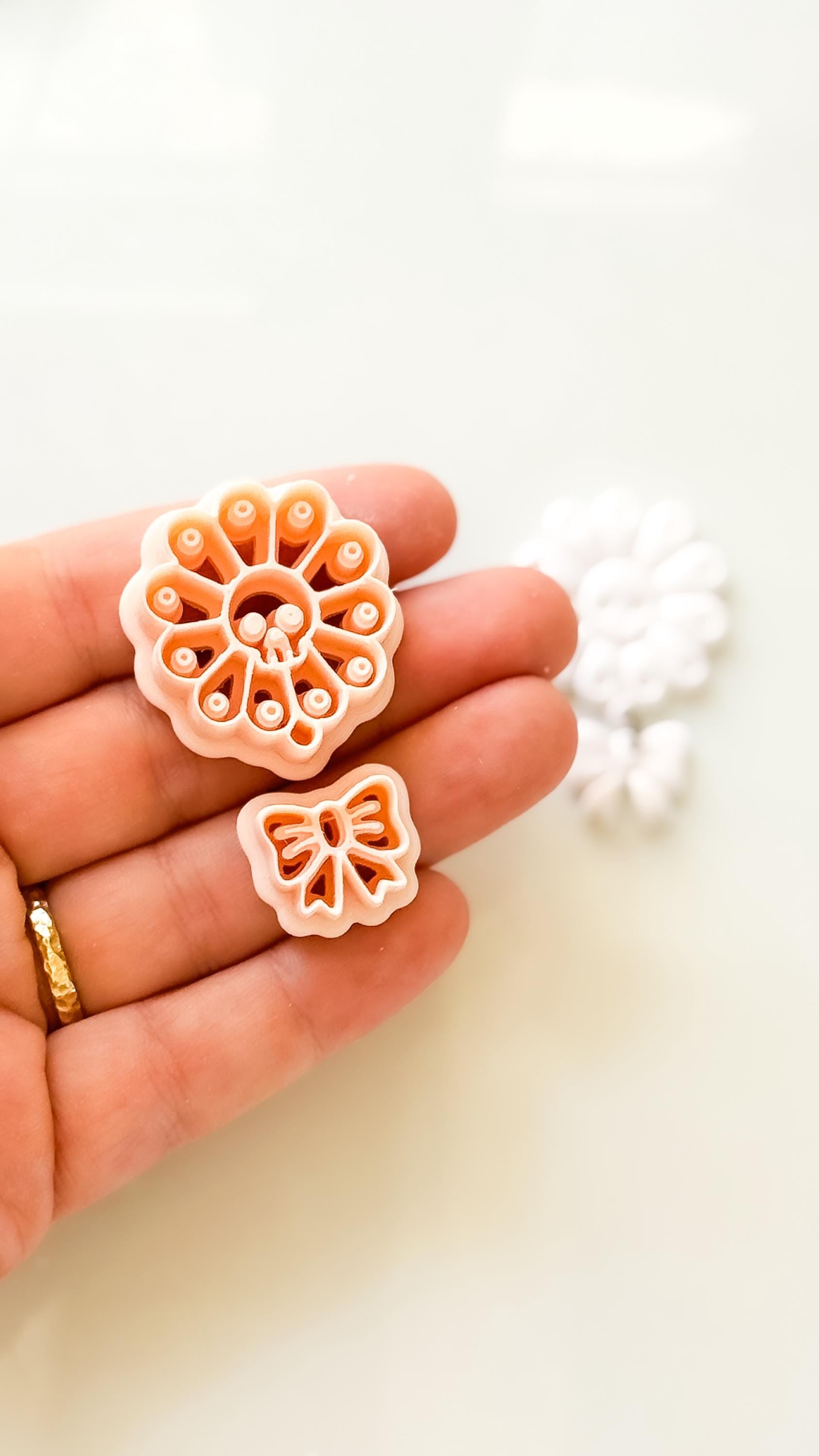 Skull Daisy Bow Cutter: Floral Halloween Dangle for Polymer Clay