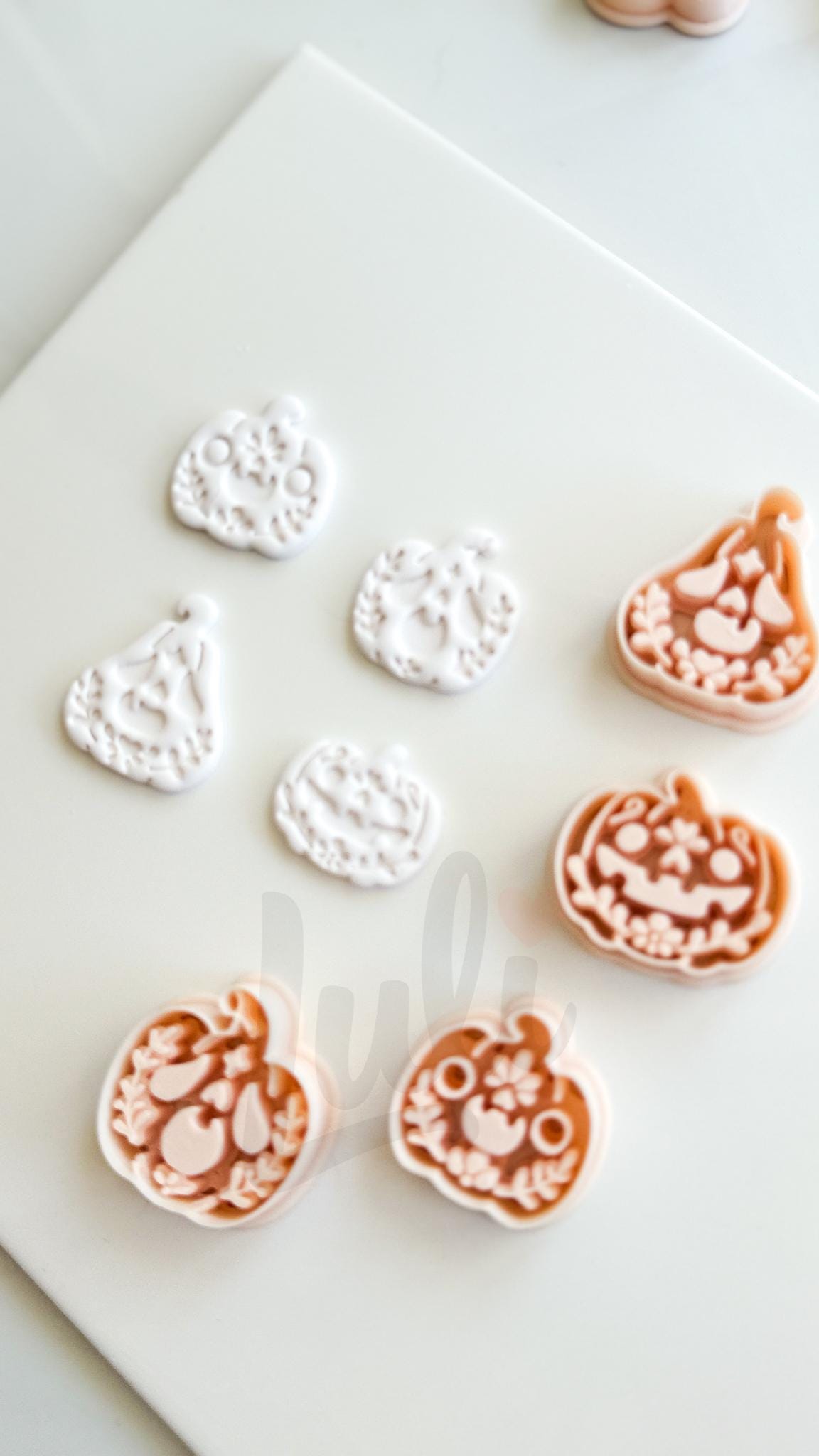 Folk Pumpkin Set Cutters: Folk Art Jack O'Lantern Shapes for Polymer Clay