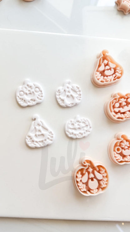Folk Pumpkin Set Cutters: Folk Art Jack O'Lantern Shapes for Polymer Clay