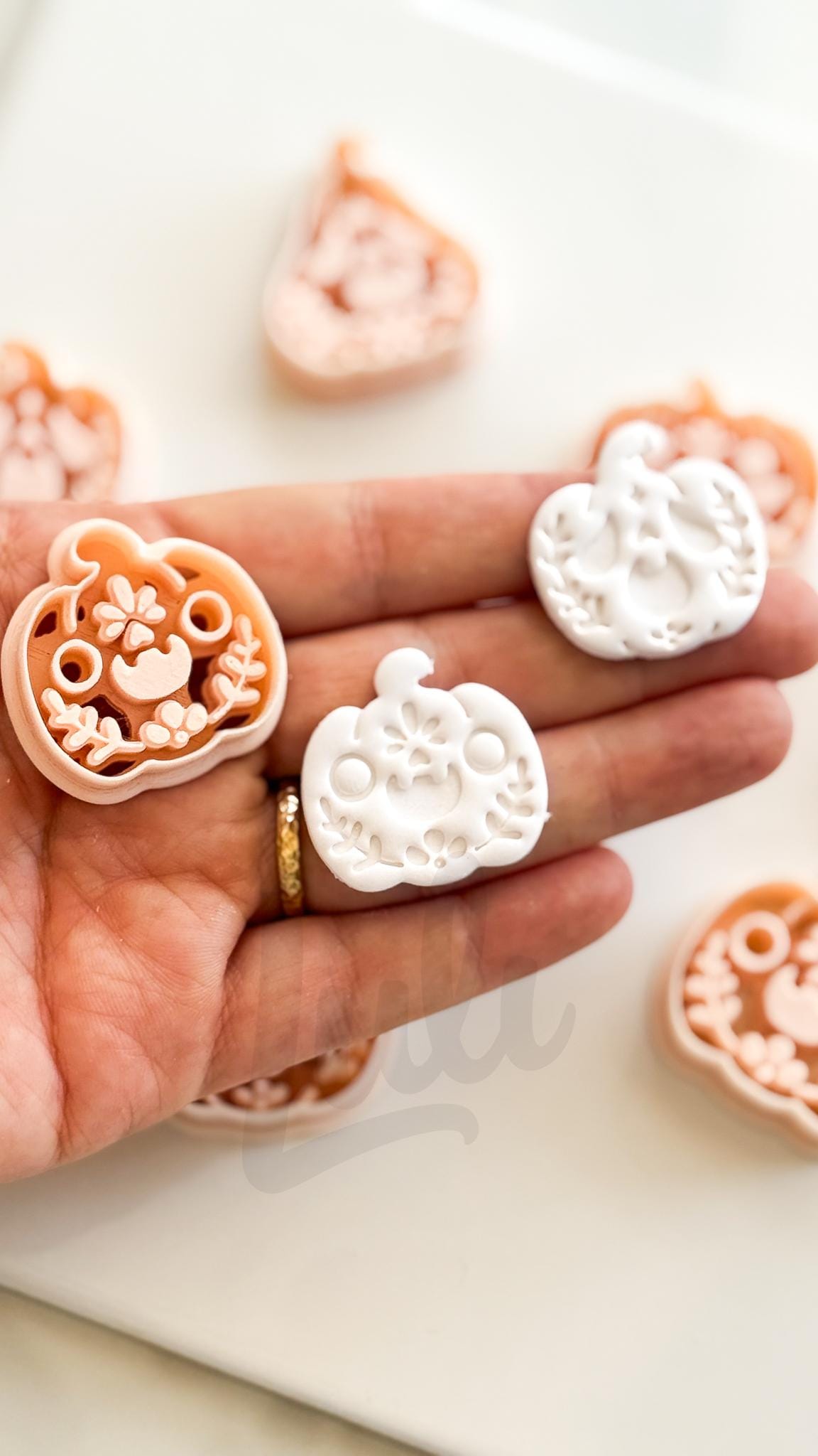 Folk Pumpkin Set Cutters: Folk Art Jack O'Lantern Shapes for Polymer Clay