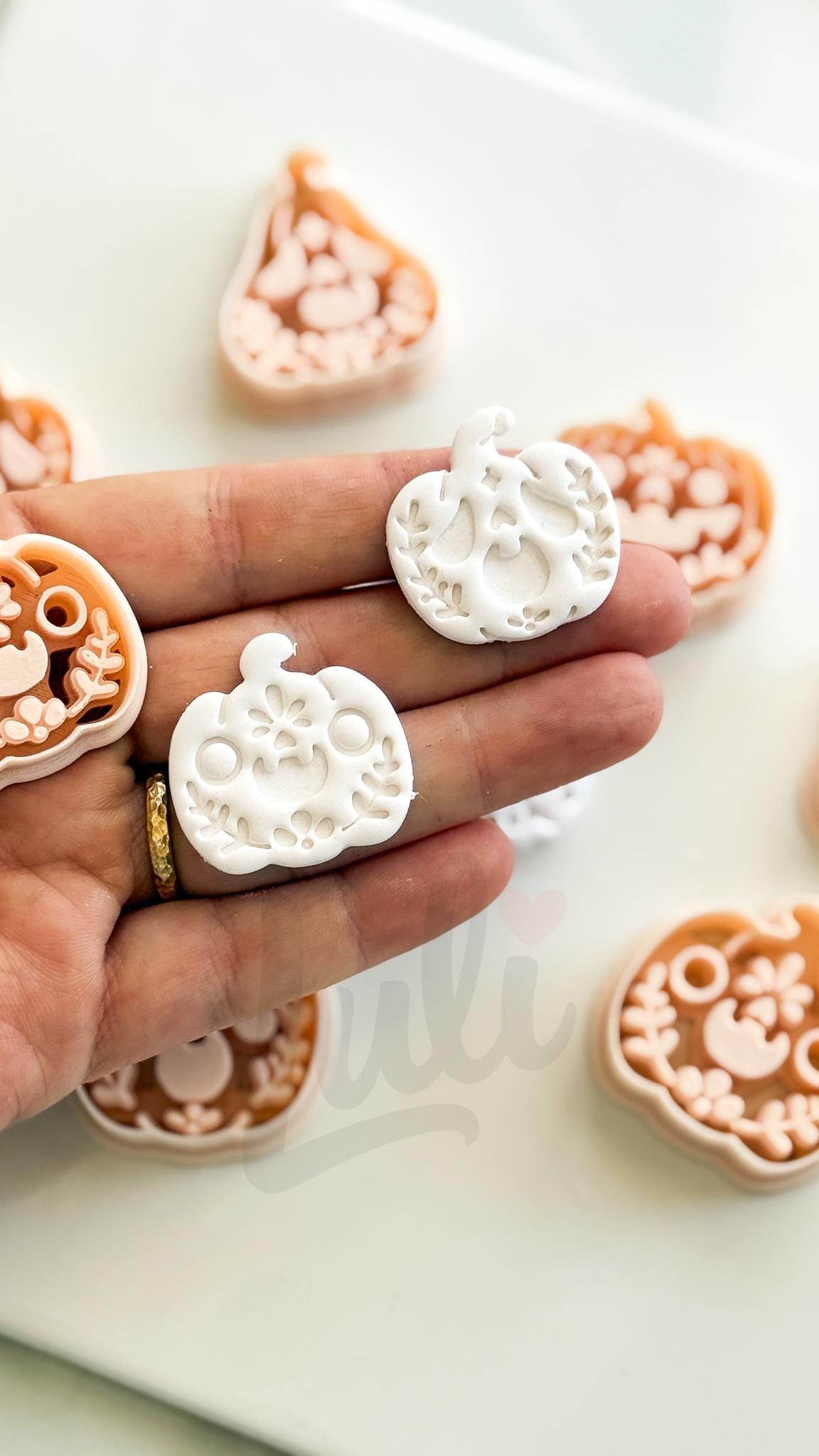 Folk Pumpkin Set Cutters: Folk Art Jack O'Lantern Shapes for Polymer Clay