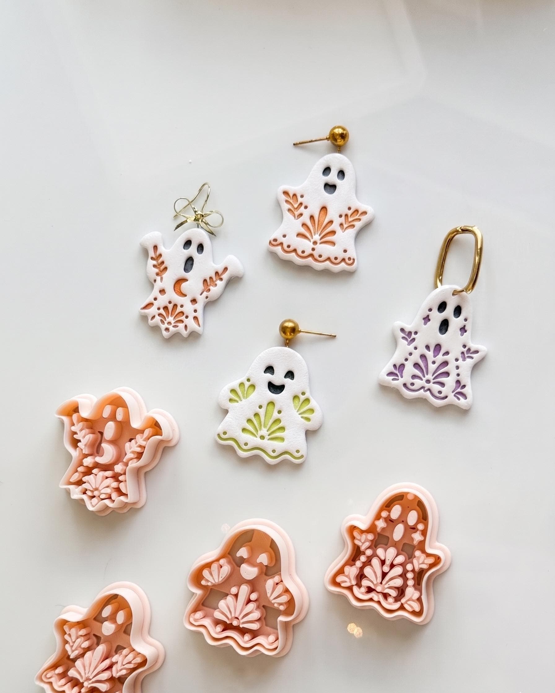 Haunted Folk Ghosts Cutters: Folk Art Spirit Shapes for Polymer Clay