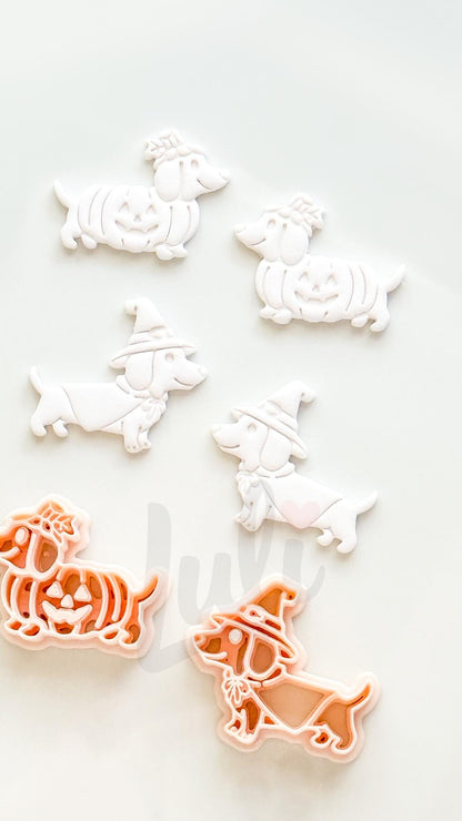 Spooky Sausage Pups Cutters: Halloween Dachshund Shapes for Polymer Clay