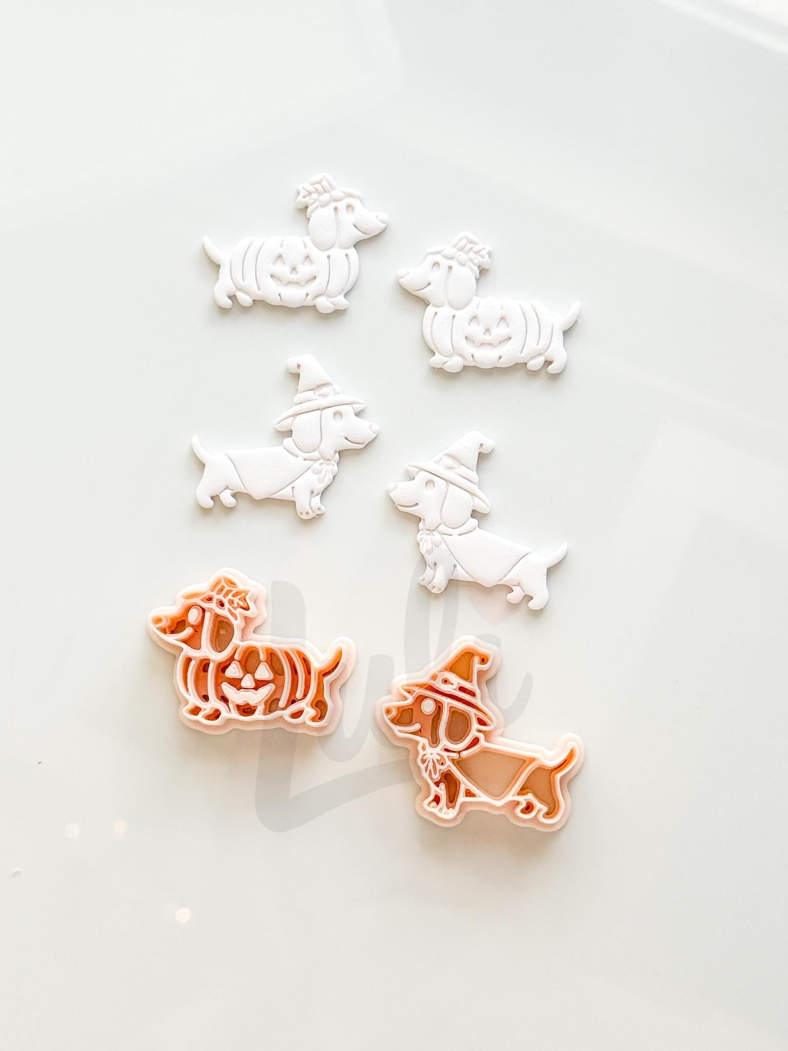 Spooky Sausage Pups Cutters: Halloween Dachshund Shapes for Polymer Clay