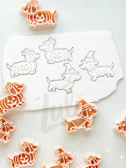 Spooky Sausage Pups Cutters: Halloween Dachshund Shapes for Polymer Clay