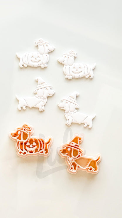 Spooky Sausage Pups Cutters: Halloween Dachshund Shapes for Polymer Clay
