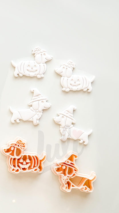 Spooky Sausage Pups Cutters: Halloween Dachshund Shapes for Polymer Clay