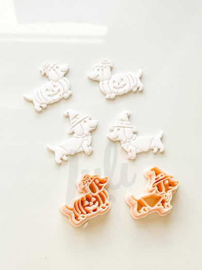 Spooky Sausage Pups Cutters: Halloween Dachshund Shapes for Polymer Clay
