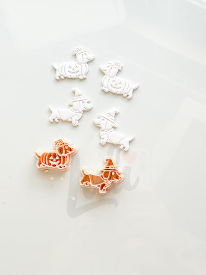 Spooky Sausage Pups Cutters: Halloween Dachshund Shapes for Polymer Clay