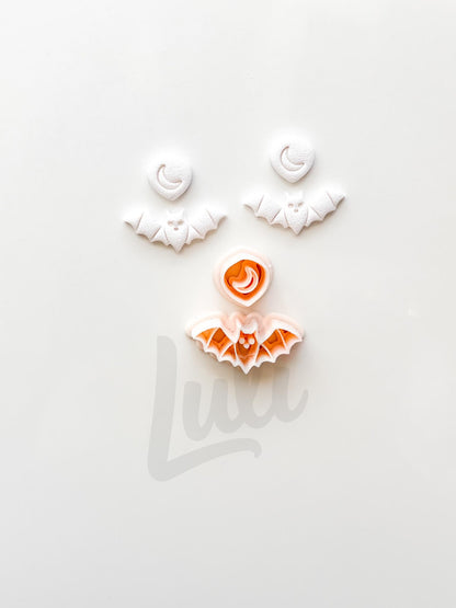 Moon Bat Cutter: Celestial Crescent Flying Bat Dangle for Polymer Clay