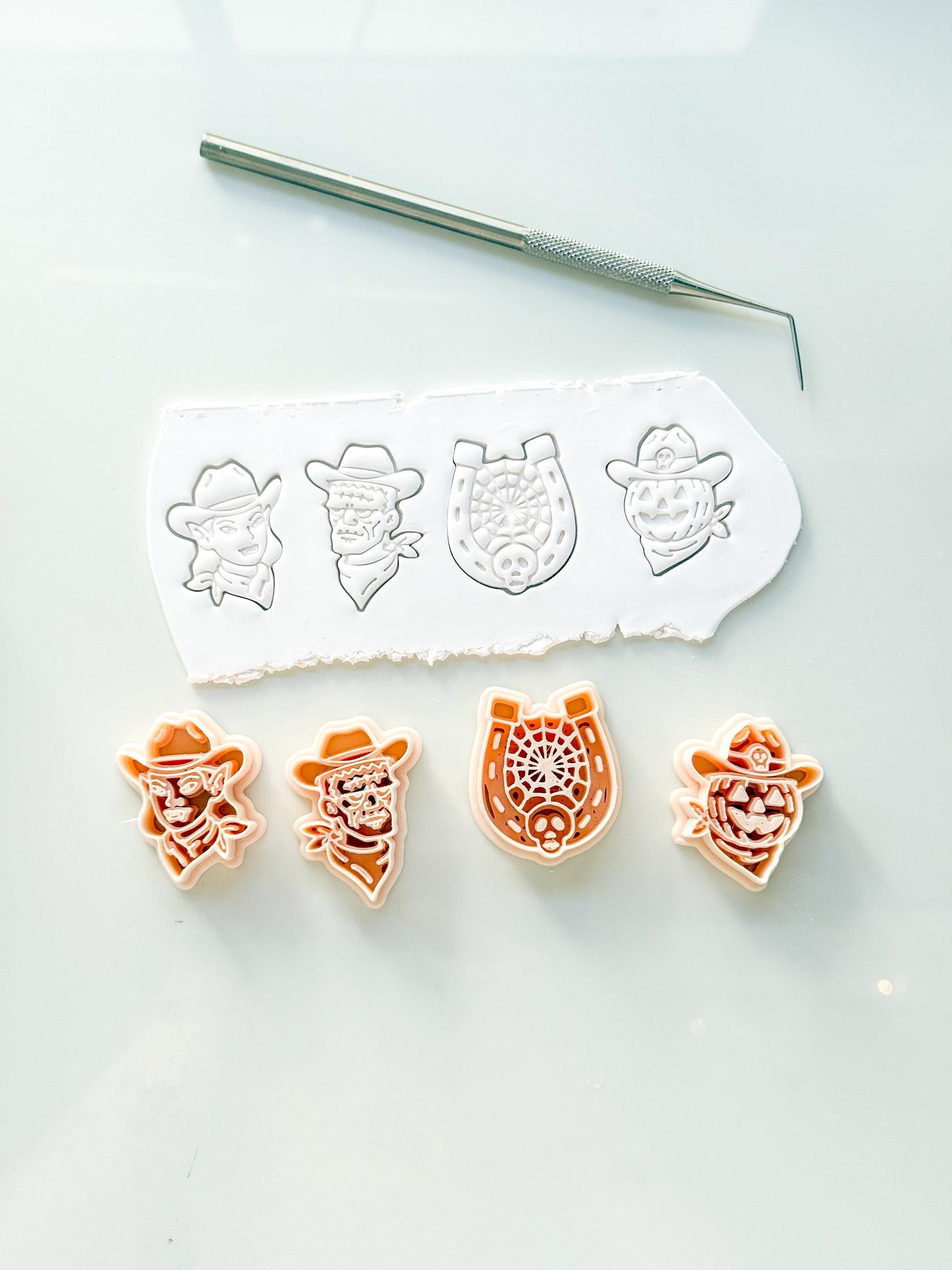 Western Halloween Cutter Set: Cowboy Spooky Designs for Polymer Clay