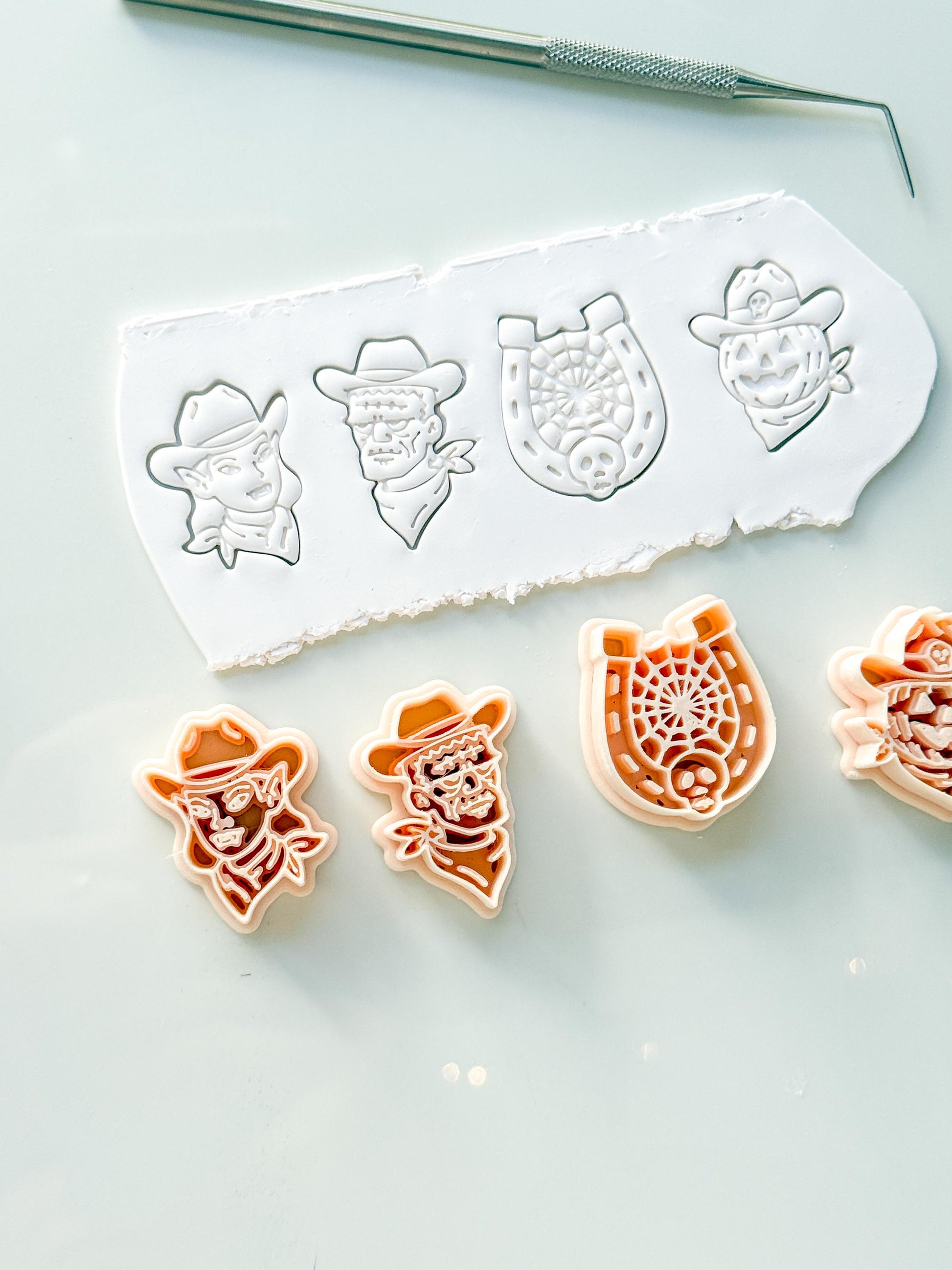 Western Halloween Cutter Set: Cowboy Spooky Designs for Polymer Clay