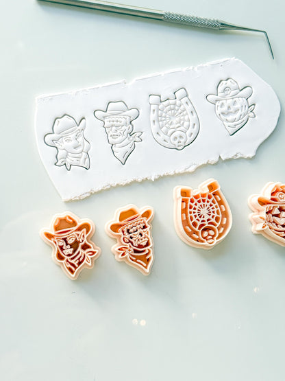 Western Halloween Cutter Set: Cowboy Spooky Designs for Polymer Clay