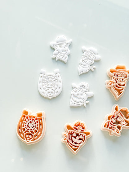 Western Halloween Cutter Set: Cowboy Spooky Designs for Polymer Clay
