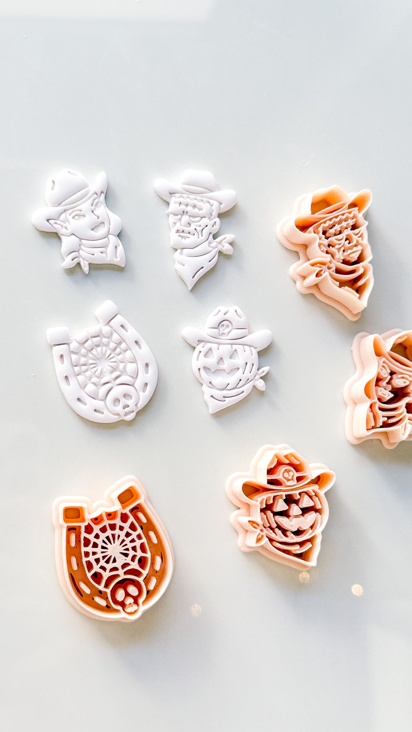 Western Halloween Cutter Set: Cowboy Spooky Designs for Polymer Clay