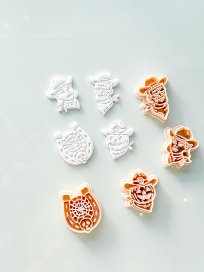 Western Halloween Cutter Set: Cowboy Spooky Designs for Polymer Clay