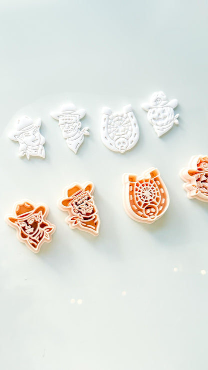Western Halloween Cutter Set: Cowboy Spooky Designs for Polymer Clay