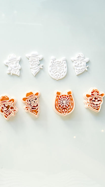 Western Halloween Cutter Set: Cowboy Spooky Designs for Polymer Clay
