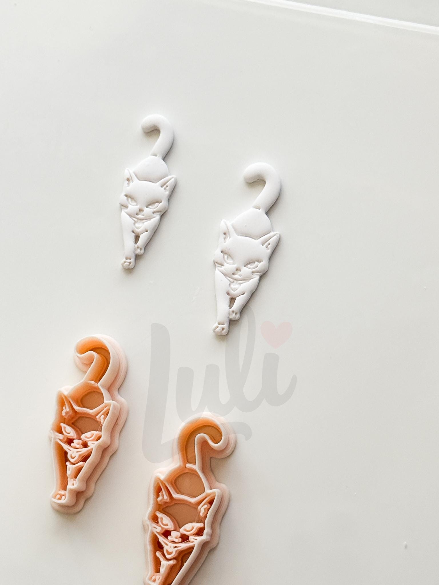 Spooky Kitty Cutter: Crescent Cat Halloween Dangle for Polymer Clay