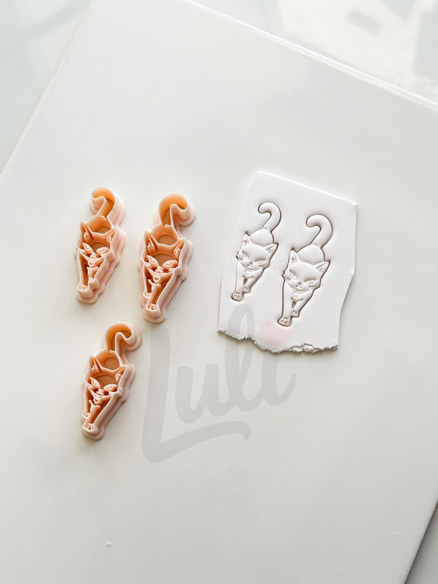 Spooky Kitty Cutter: Crescent Cat Halloween Dangle for Polymer Clay