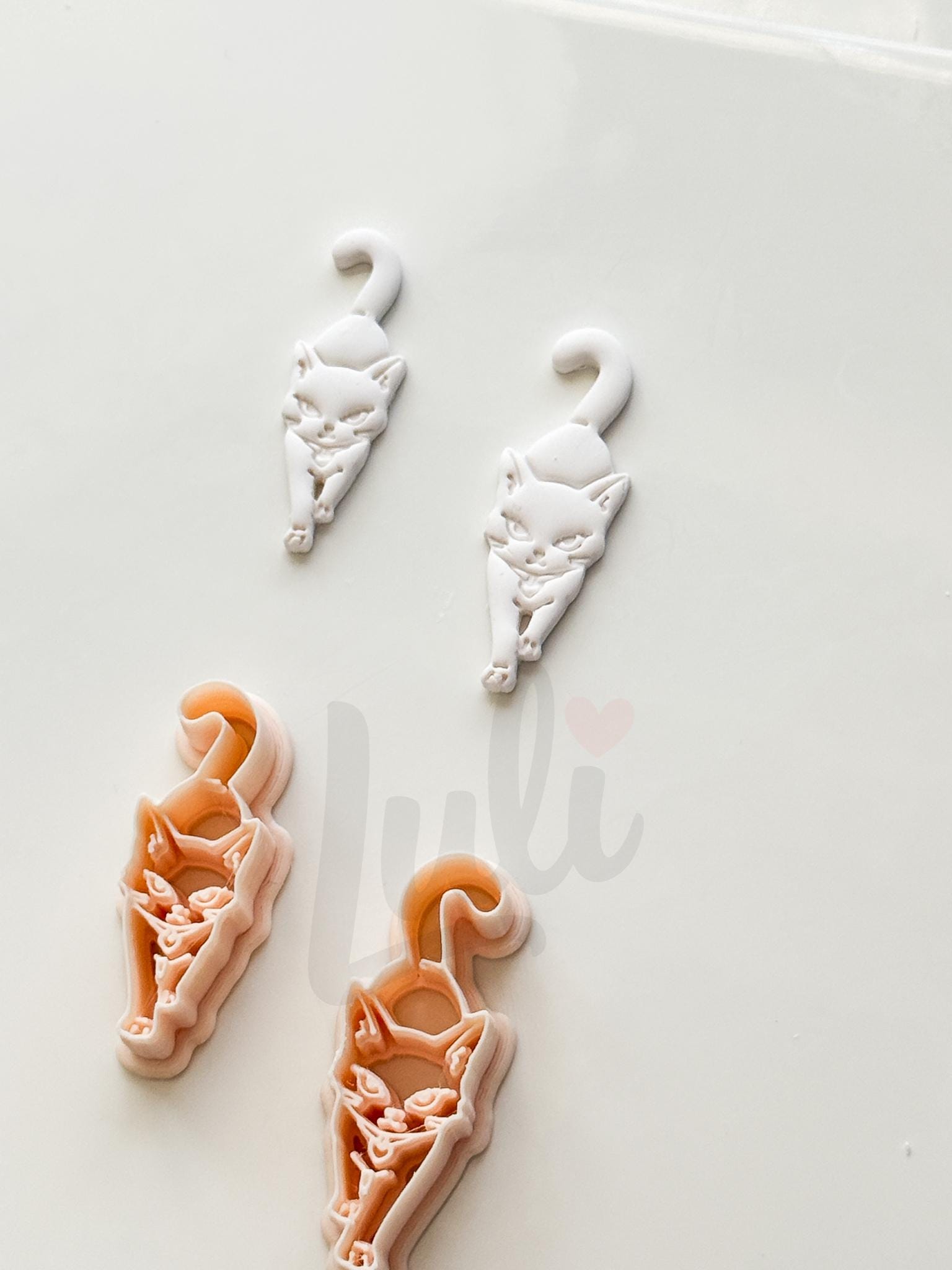 Spooky Kitty Cutter: Crescent Cat Halloween Dangle for Polymer Clay