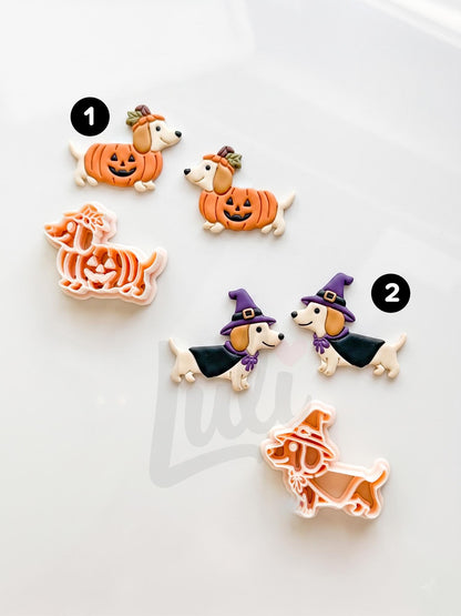 Spooky Sausage Pups Cutters: Halloween Dachshund Shapes for Polymer Clay
