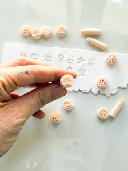 Halloween Stamp Set: Mini Spooky Motifs for Polymer Clay