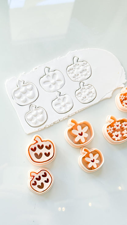 Pretty Pumpkins Cutter Set: Floral and Heart Pumpkin Shapes for Polymer Clay