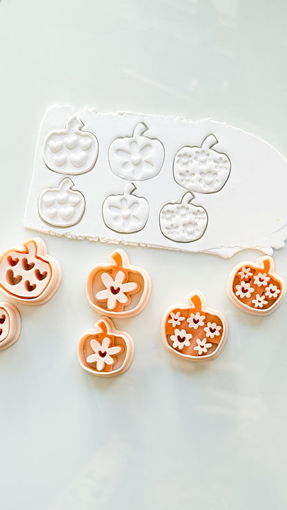 Pretty Pumpkins Cutter Set: Floral and Heart Pumpkin Shapes for Polymer Clay
