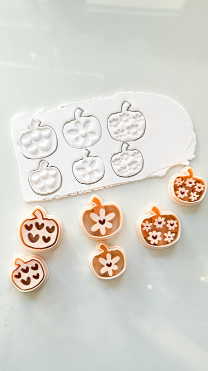 Pretty Pumpkins Cutter Set: Floral and Heart Pumpkin Shapes for Polymer Clay