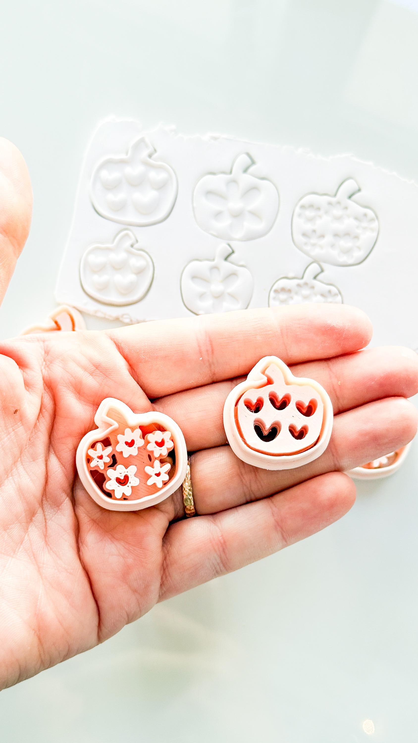 Pretty Pumpkins Cutter Set: Floral and Heart Pumpkin Shapes for Polymer Clay